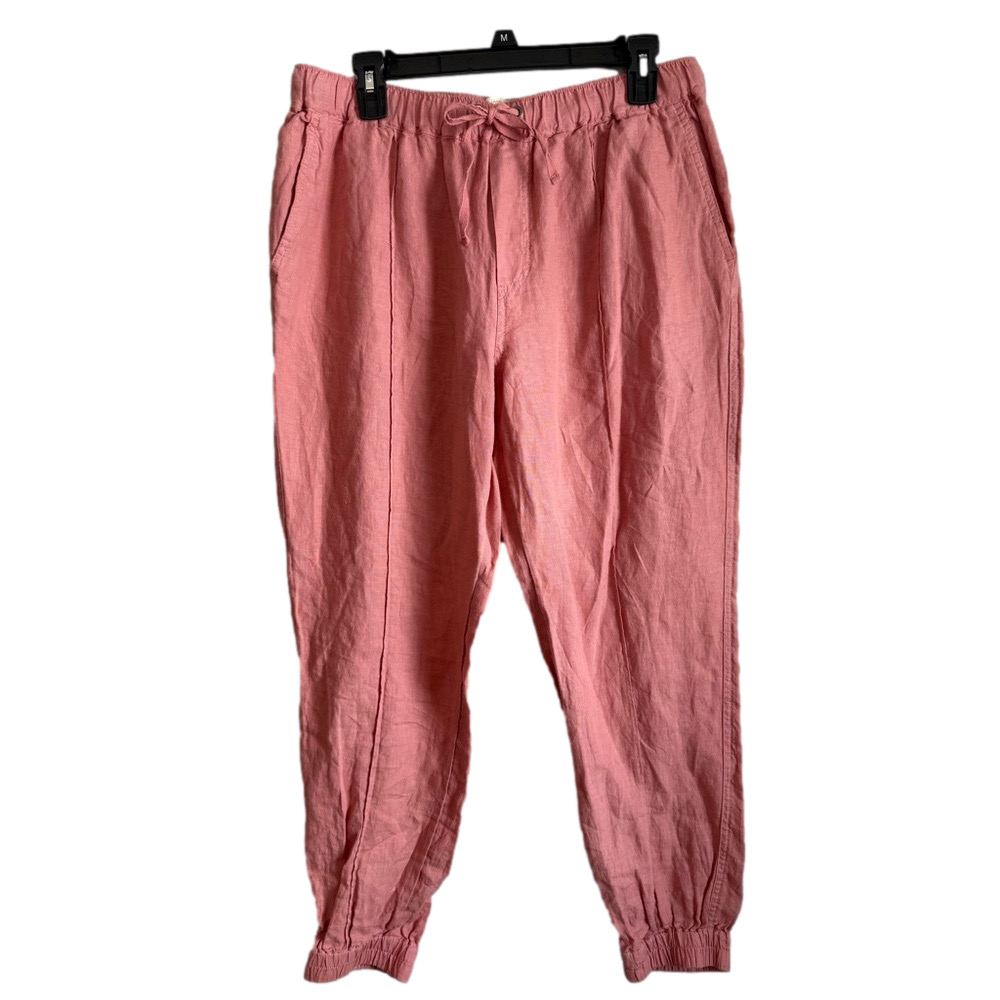 Cynthia Rowley Coral 100% Linen Drawstring Waist Jogger Pants SKU0283